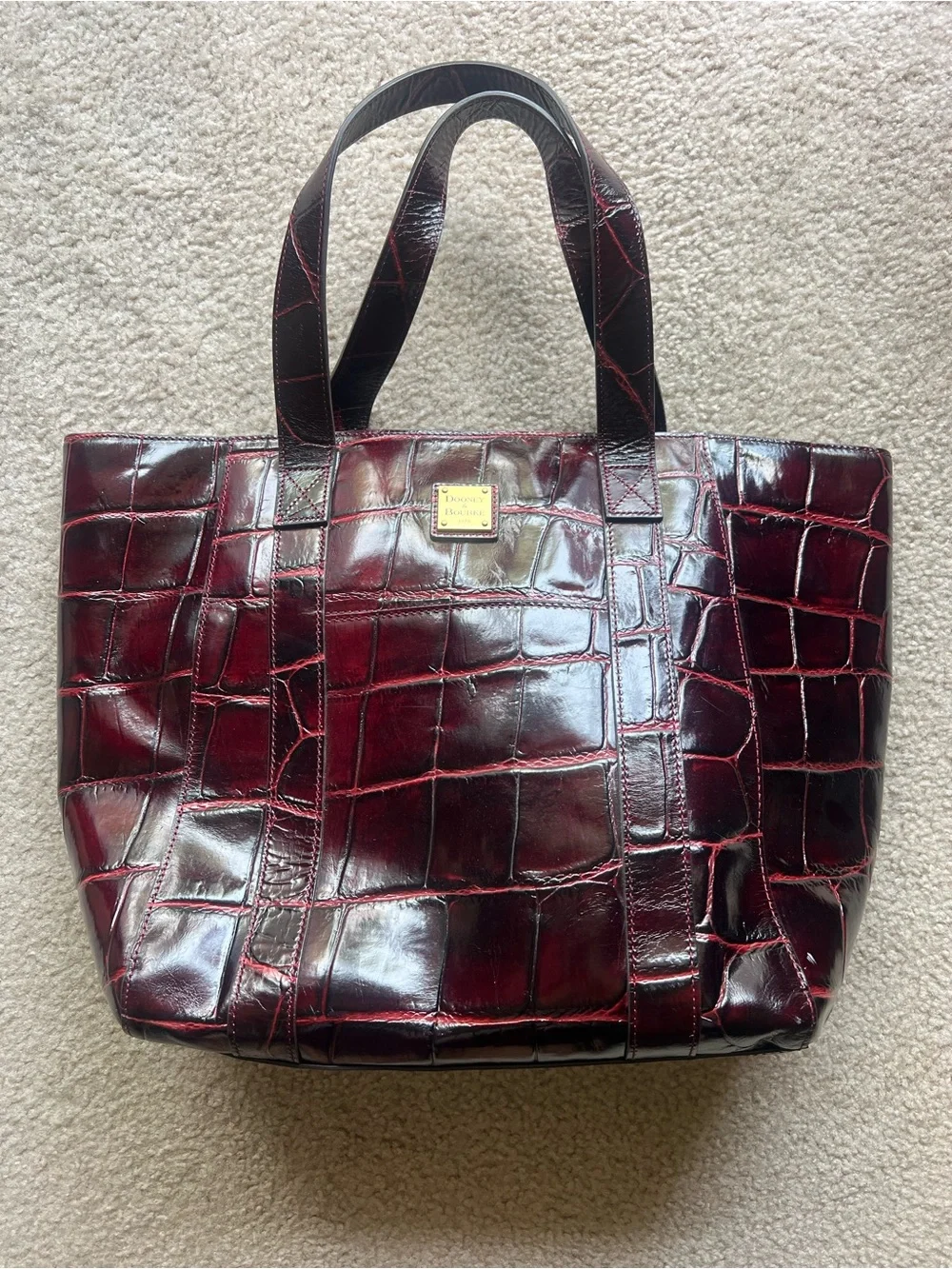 Dooney & Bourke Patent Croc-Embossed Burgundy Tote